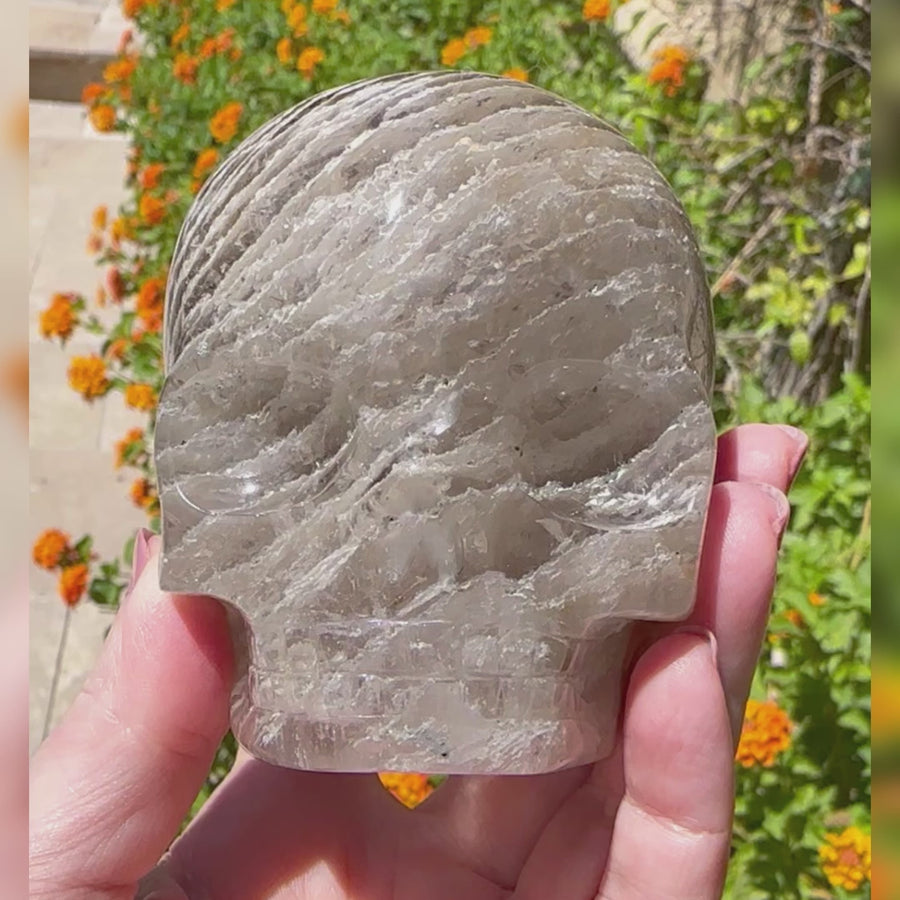 Special Layered Chlorite Magical Child Crystal Skull Carved by Leandro de Souza