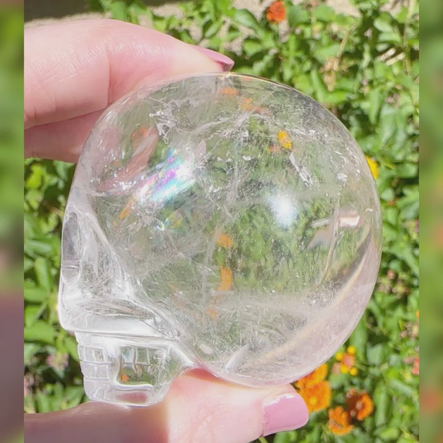 Lemurian Magical Child Crystal Skull with Rainbows Carved by Leandro de Souza