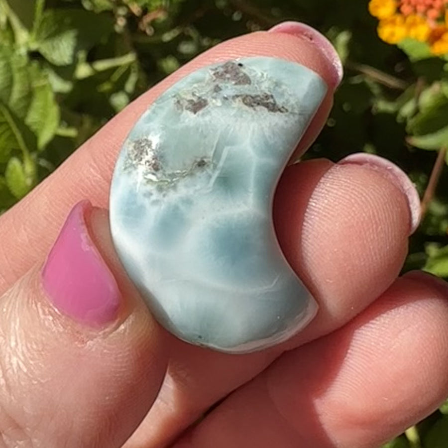 Natural Larimar Crystal Moon