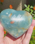 Large Lemurian Aquatine Calcite Crystal Heart