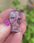 Pink Tourmaline Palm Skull by Igor de Souza