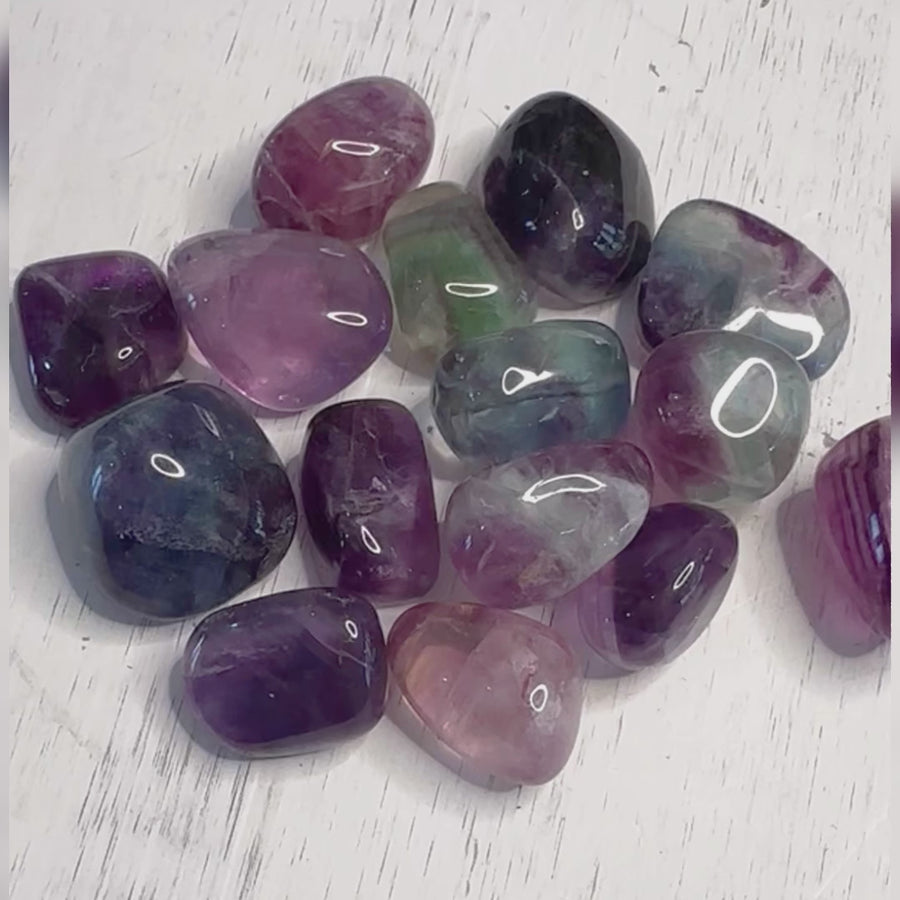 Purple Rainbow Fluorite Tumbles Set