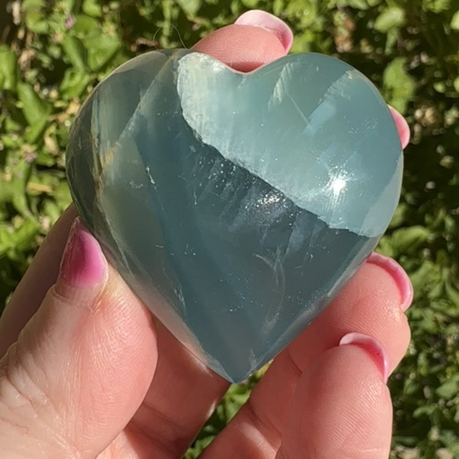 Lemurian Aquatine Calcite Crystal Heart