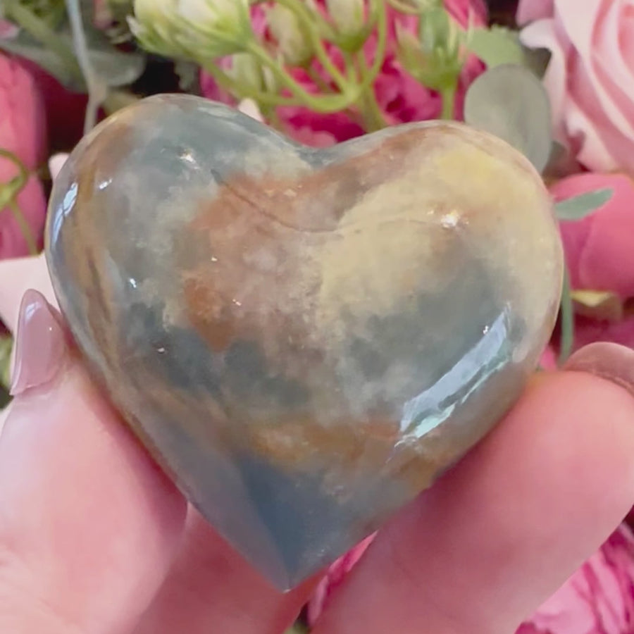 Lemurian Aquatine Calcite Crystal Heart