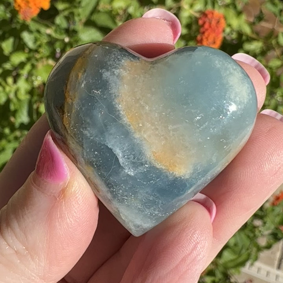 Lemurian Aquatine Calcite Crystal Heart