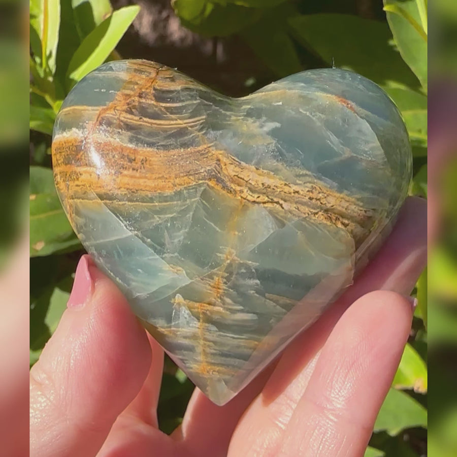 Lemurian Aquatine Calcite Crystal Heart