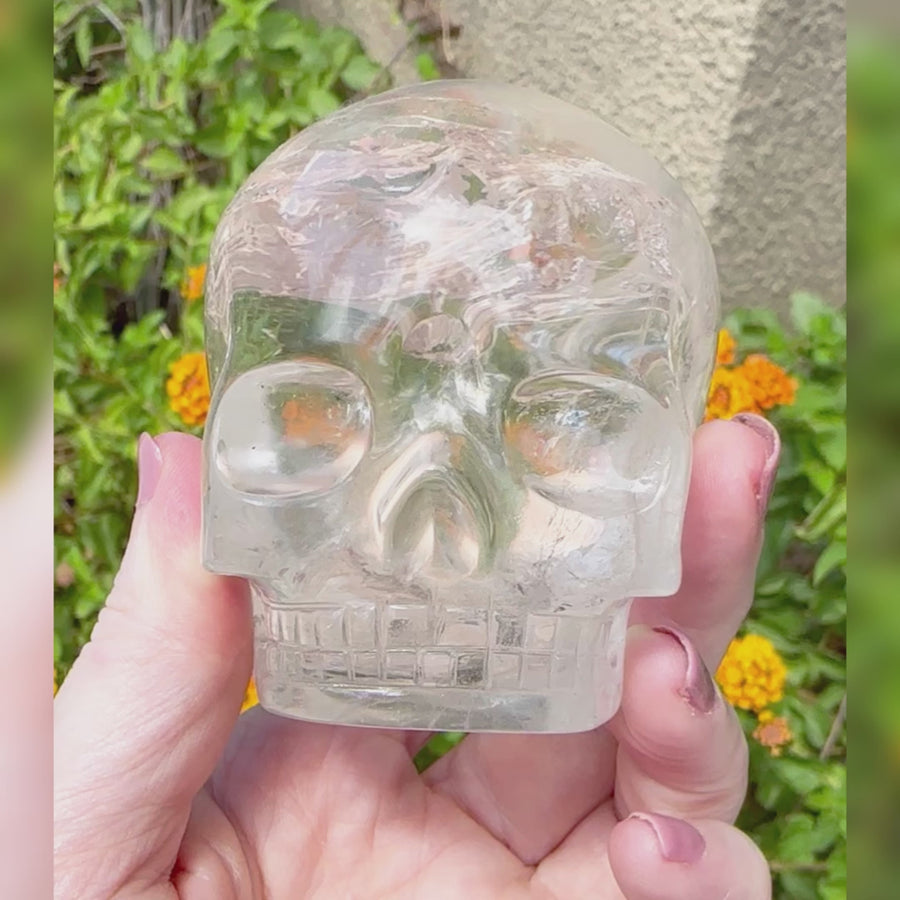 Lemurian Magical Child Crystal Skull with Rainbows Carved by Leandro de Souza