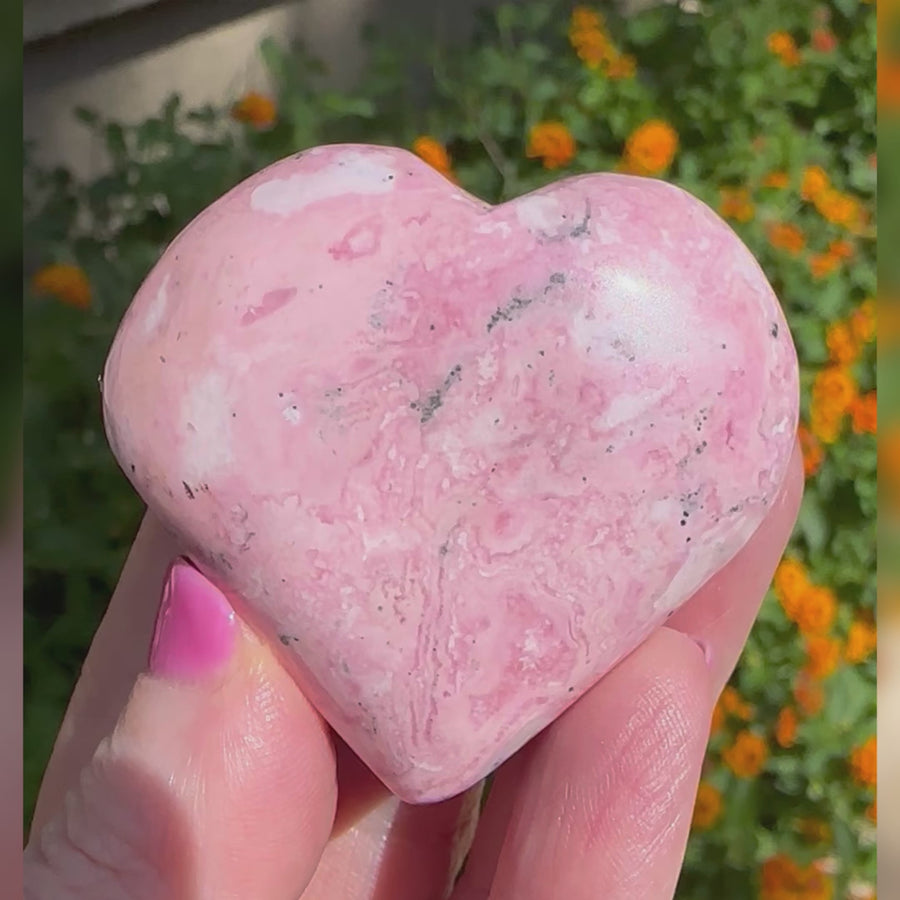 Pink Opal Crystal Heart from Peru