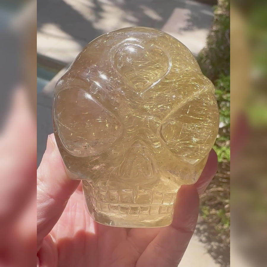 Golden Rutile Citrine Star Child Crystal Skull Carved by Leandro de Souza