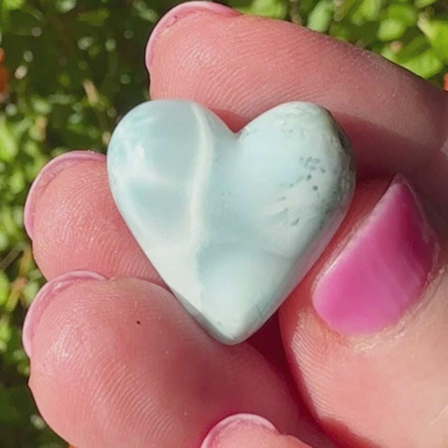 Natural Larimar Crystal Heart Cabochon