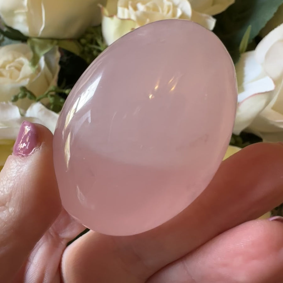 Rose Quartz Crystal Palm Stone