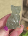 Epidote Crystal Kitten Carved by Leandro de Souza