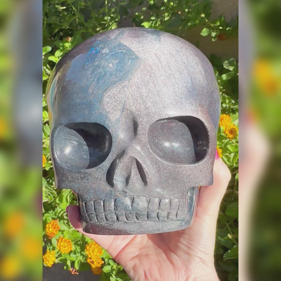 Blue Richterite Magical Child Crystal Skull Carved by Leandro de Souza
