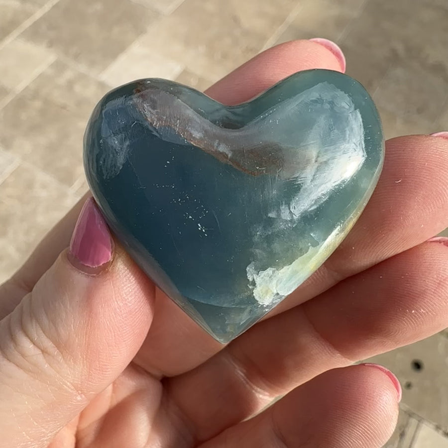 Lemurian Aquatine Calcite Crystal Heart