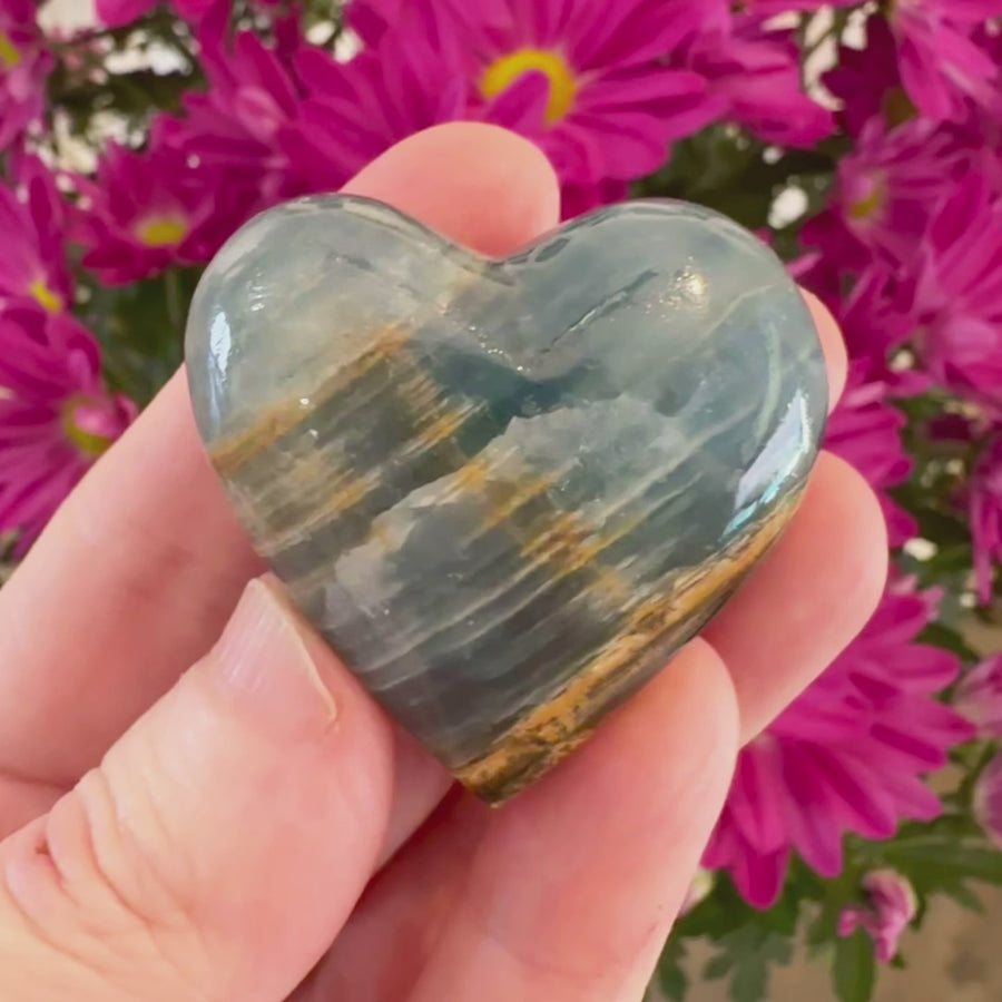 Lemurian Aquatine Calcite Crystal Heart