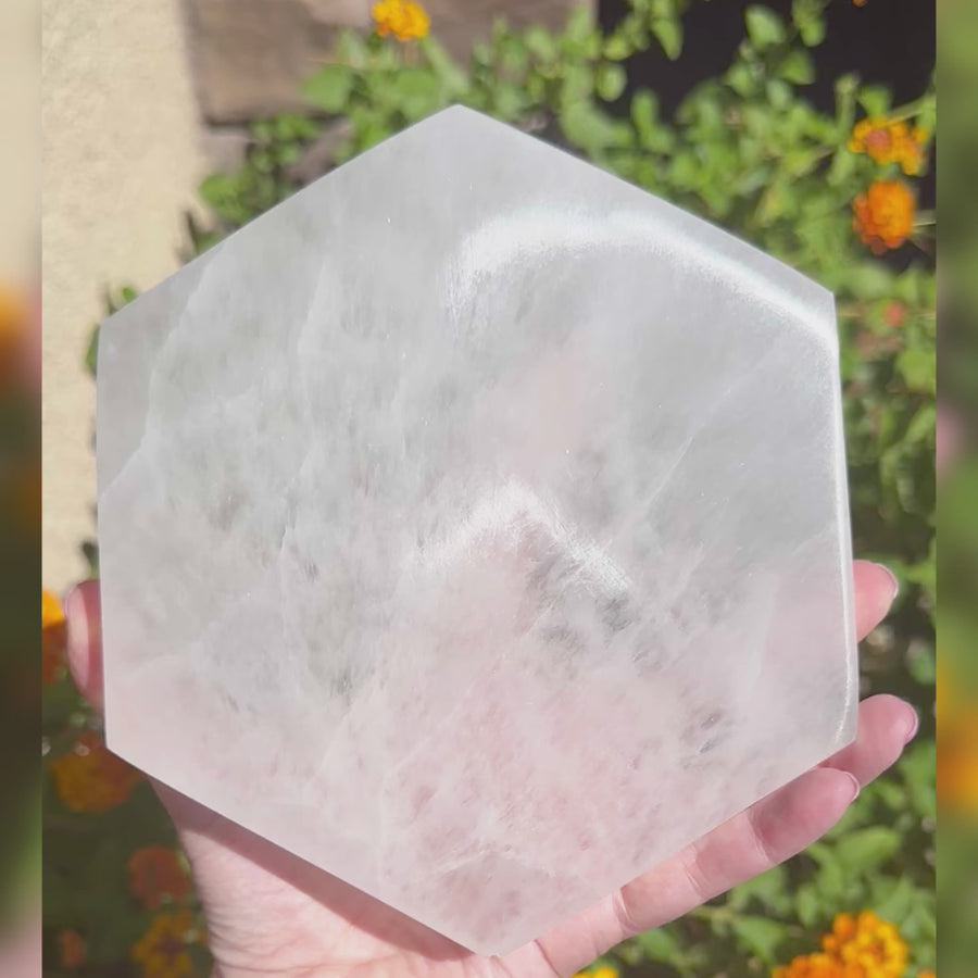 Large Hexagon Selenite Charging Plate or Pedestal