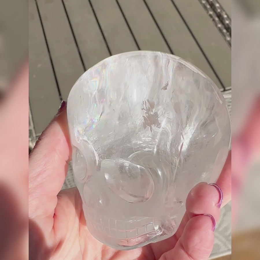 Lemurian Magical Child Crystal Skull with Rainbows Carved by Leandro de Souza