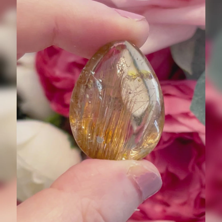 Stunning Golden Rutile in Quartz Crystal Pendant