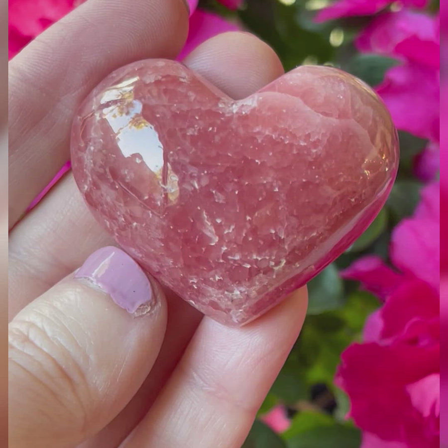Gemstone Rhodochrosite Crystal Heart Carving