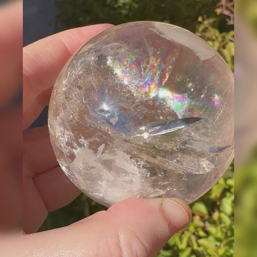Lemurian Quartz Crystal Sphere with Rainbows