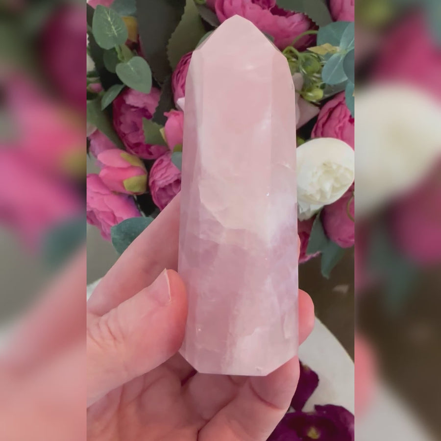 Rose Quartz Crystal Tower