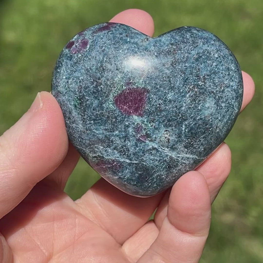 Ruby Kyanite Crystal Puffy Heart