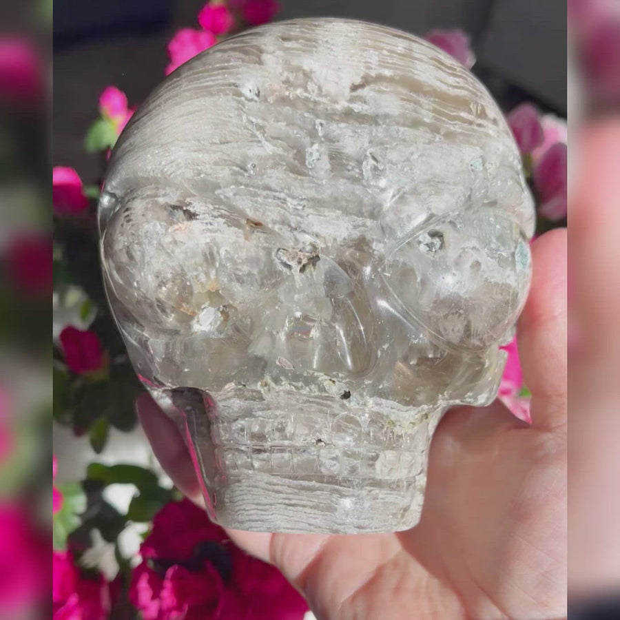 Special Layered Chlorite Magical Child Crystal Skull Carved by Leandro de Souza