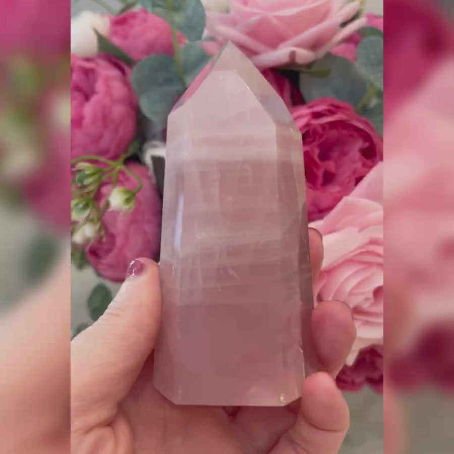 Rose Quartz Crystal Tower