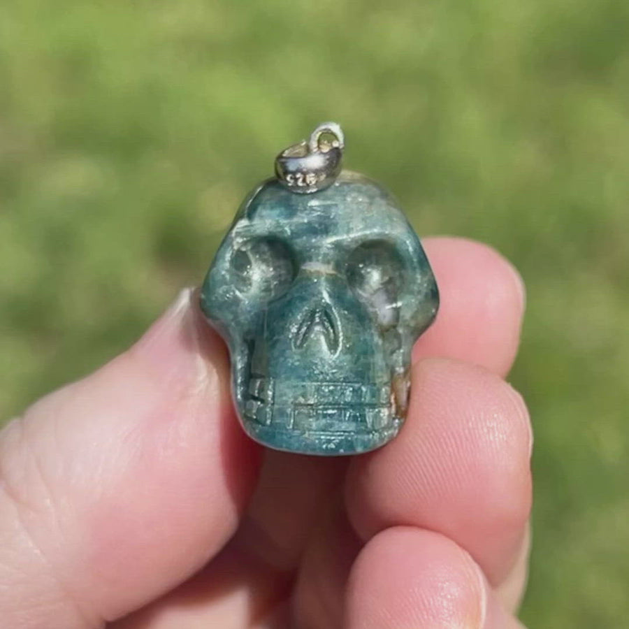 Blue Apatite Crystal Skull Pendants