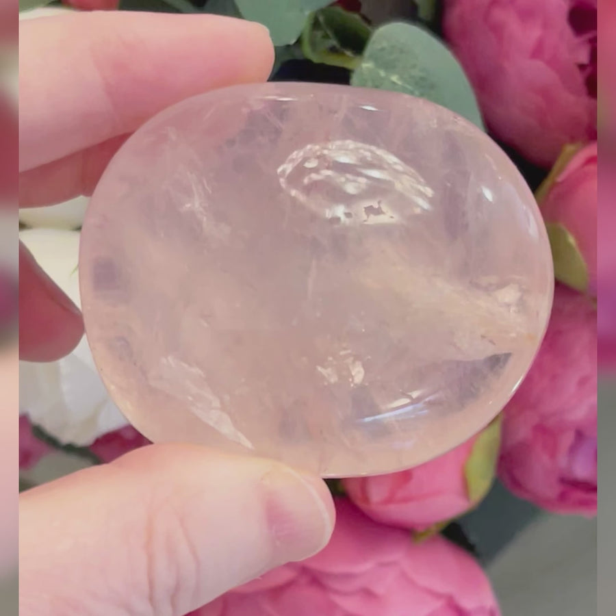 Rose Quartz Crystal Palm Stone