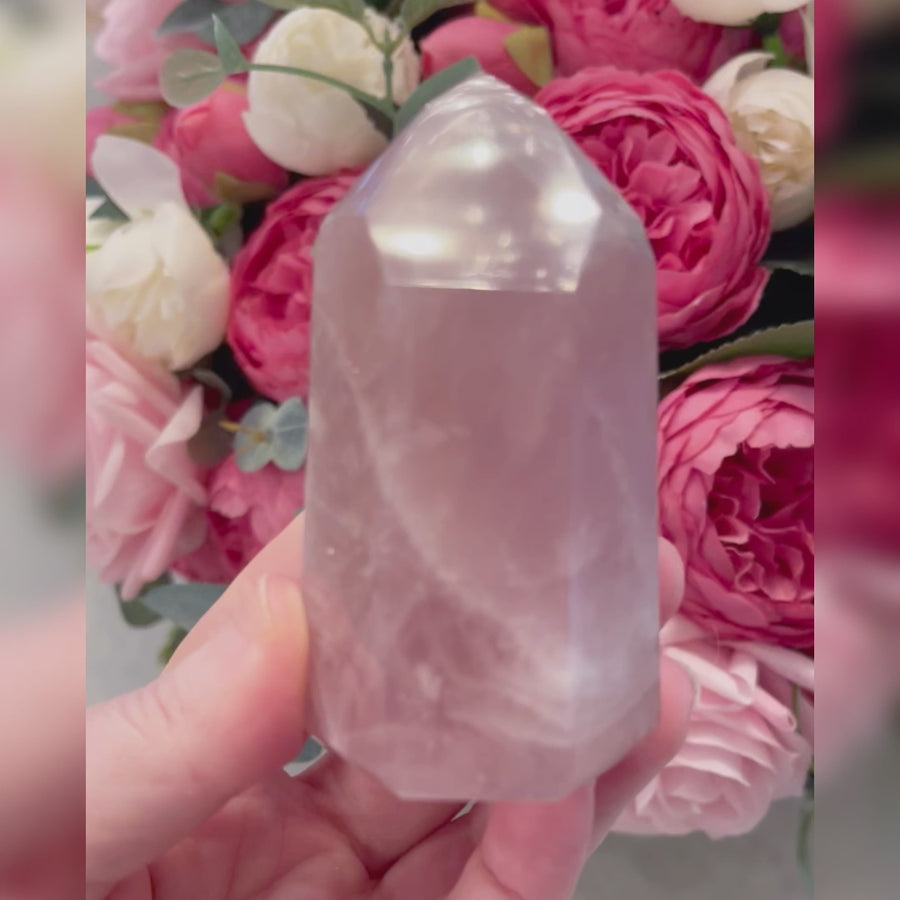 Rose Quartz Crystal Tower