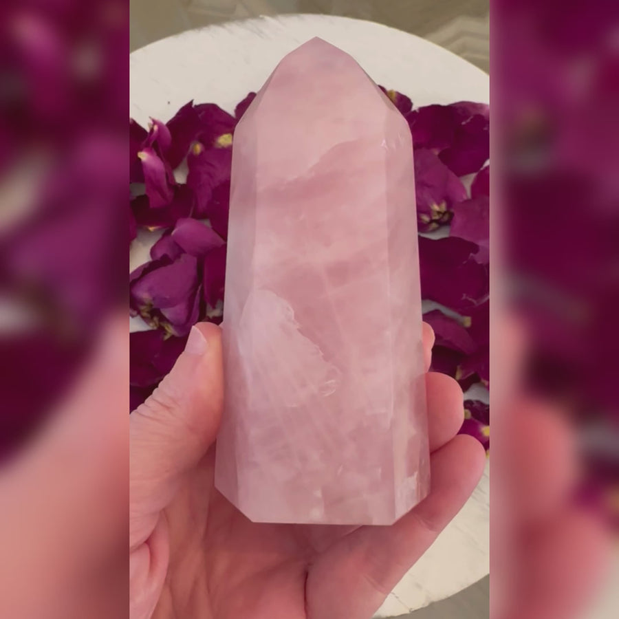 Rose Quartz Crystal Tower