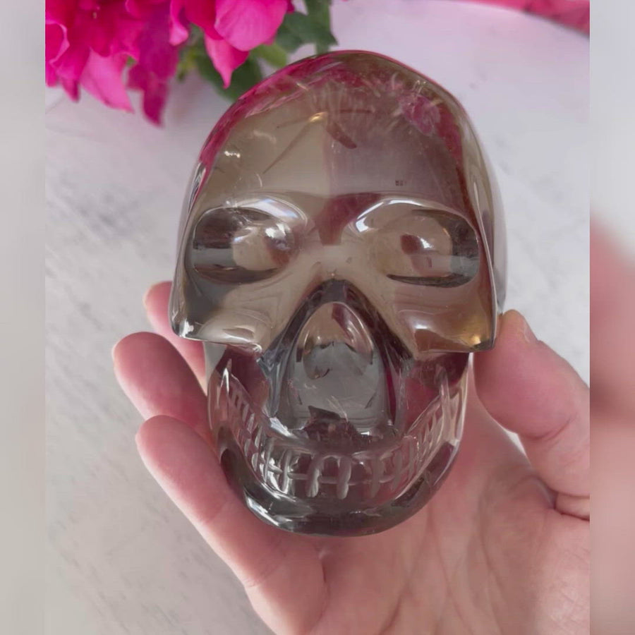Natural Smokey Citrine Crystal Skull Carved by Wilson Venturini