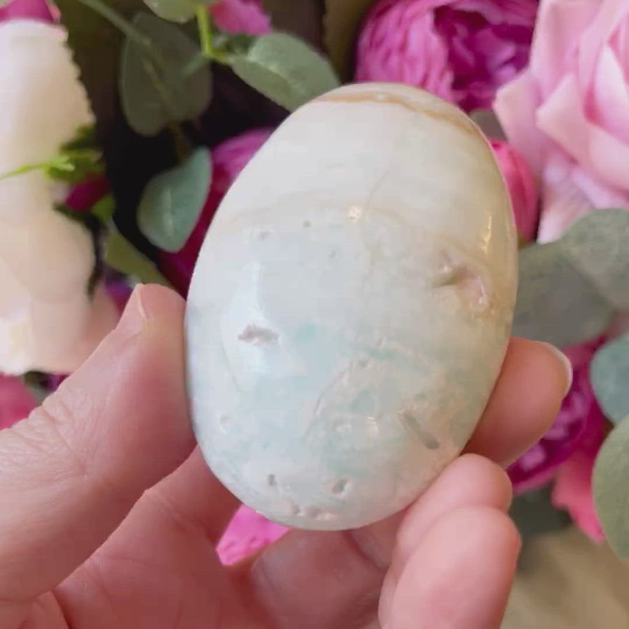 Blue Aragonite Crystal Palm Stone