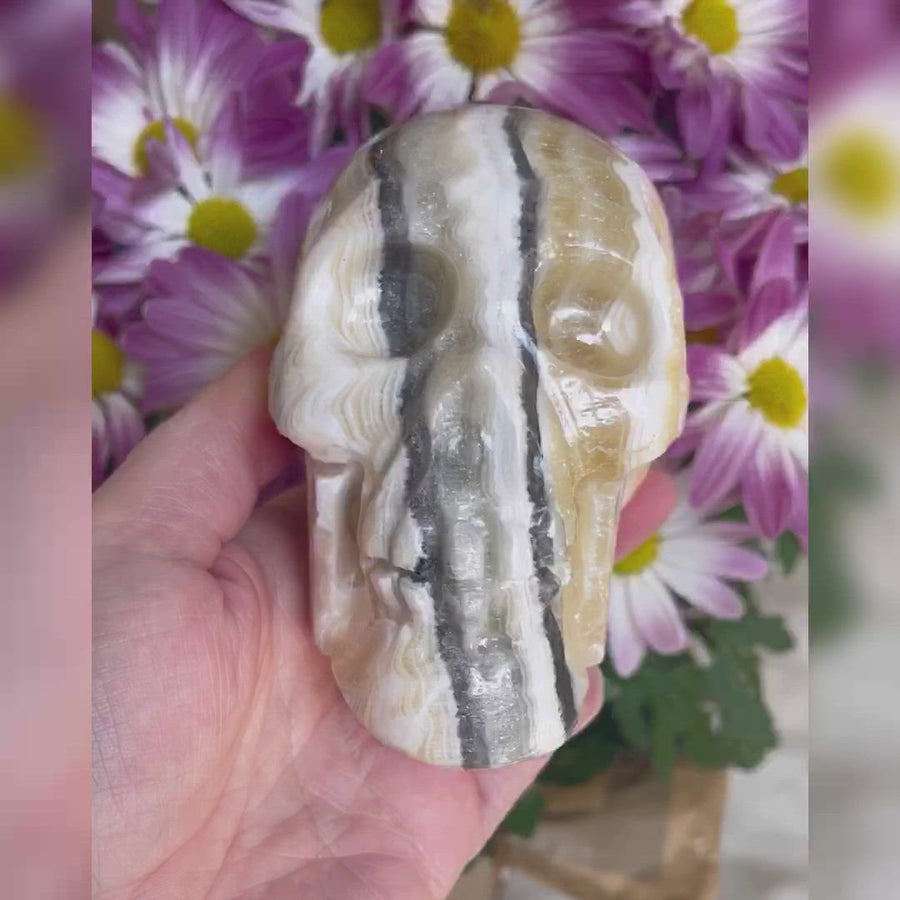 Banded Calcite Crystal Skull