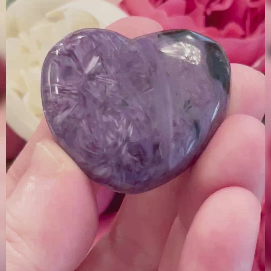 Grade AAA Charoite Crystal Heart