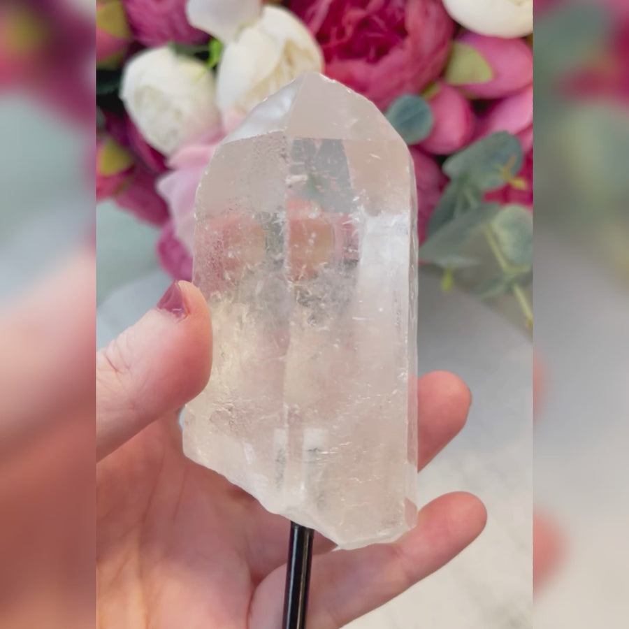 Raw Quartz Point on Metal Stand