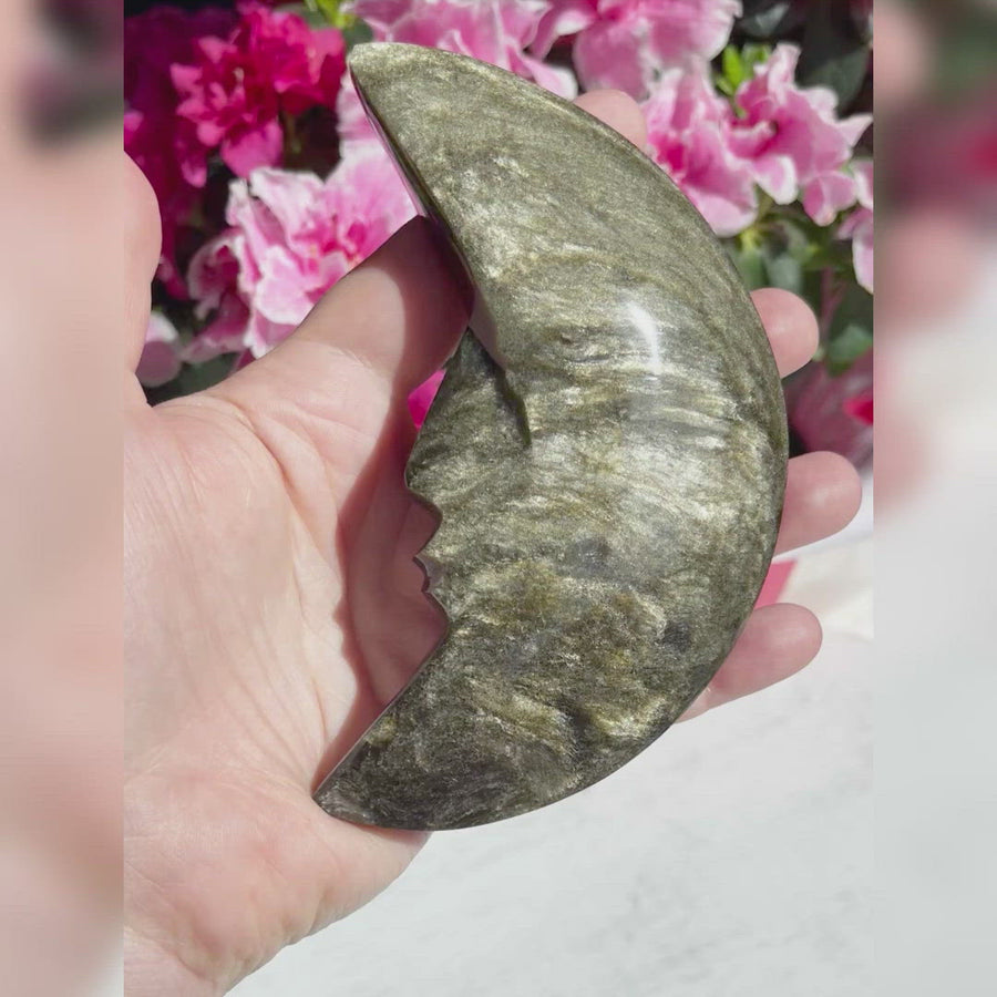 Large Gold Sheen Obsidian Moon