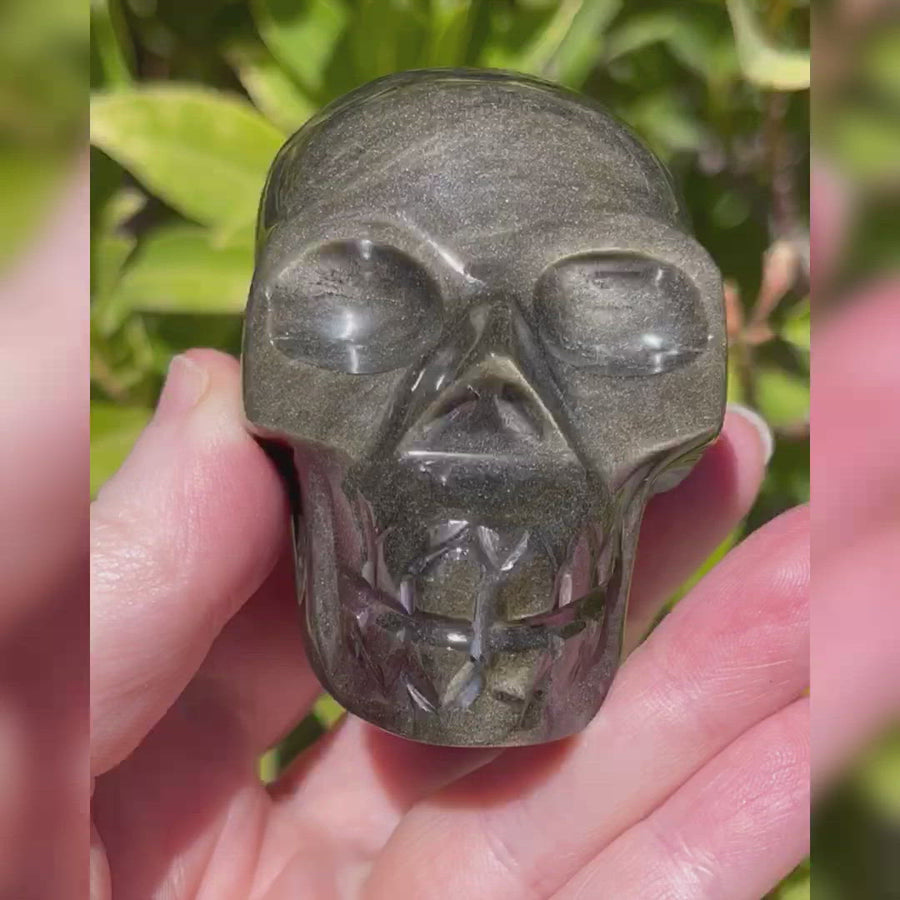Gold Sheen Obsidian Crystal Skull