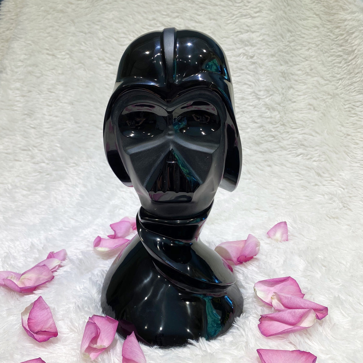 Black Obsidian Darth Vader Style Crystal Skull Sculpture