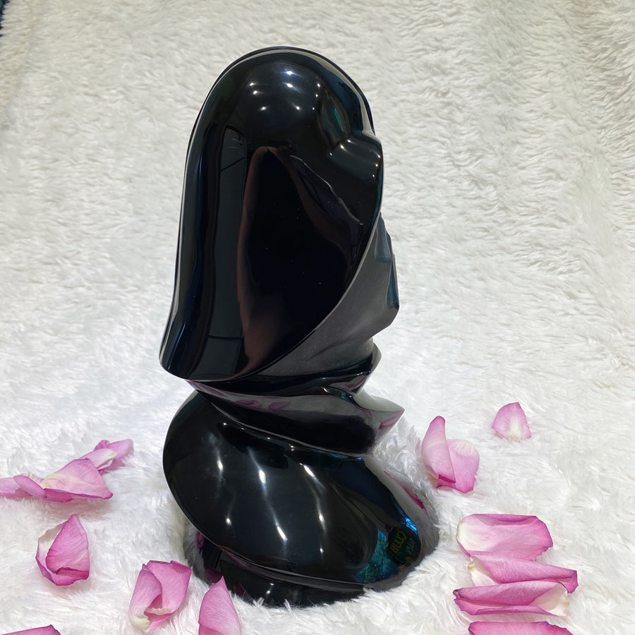 Black Obsidian Darth Vader Style Crystal Skull Sculpture
