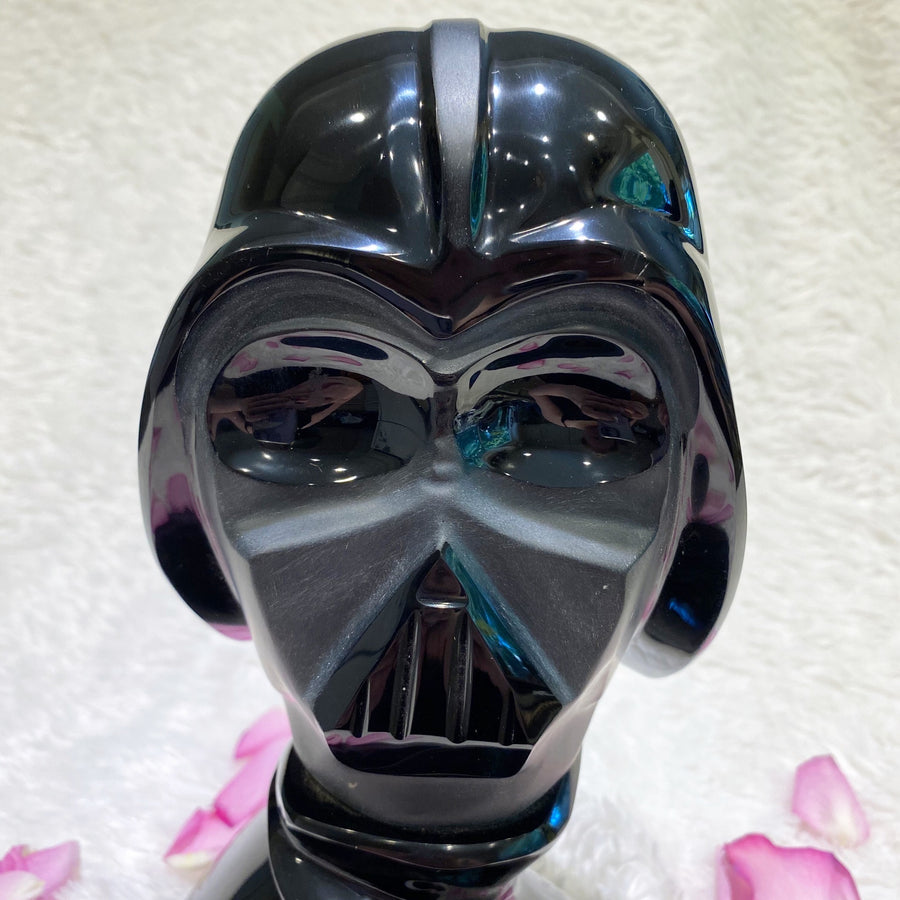 Black Obsidian Darth Vader Style Crystal Skull Sculpture