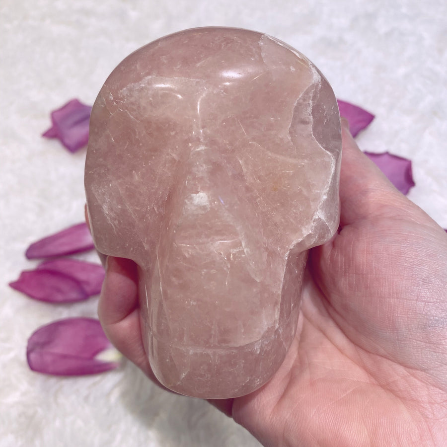 Rose Quartz Crystal Skull