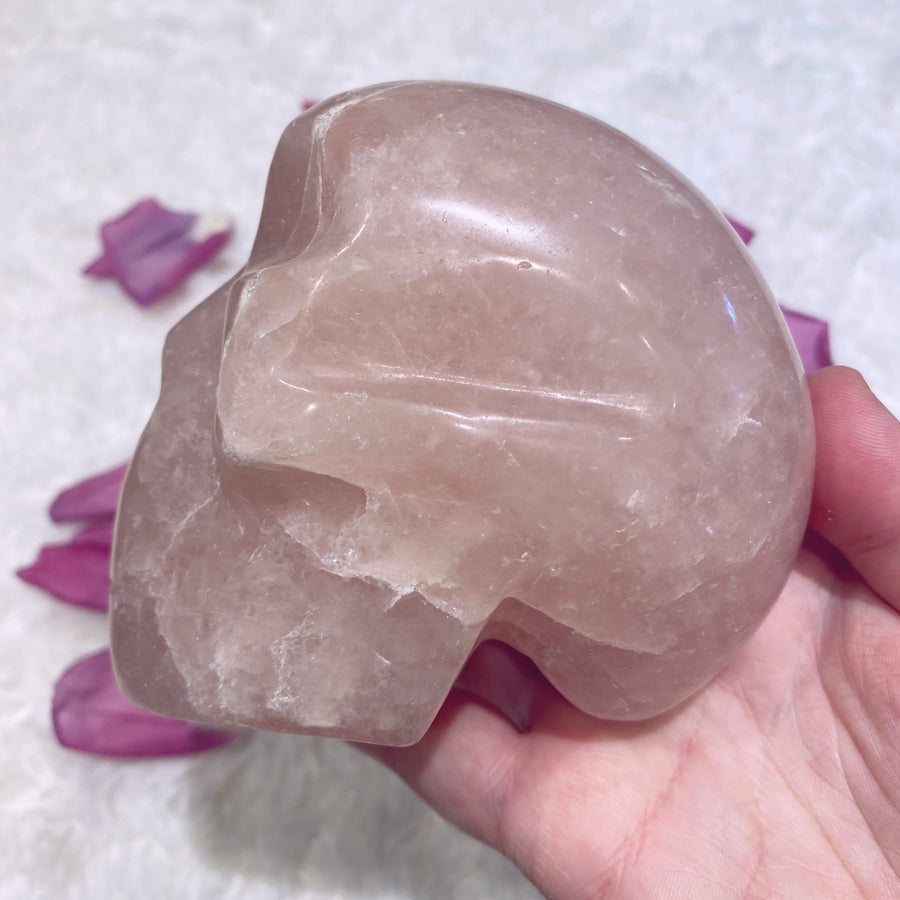 Rose Quartz Crystal Skull