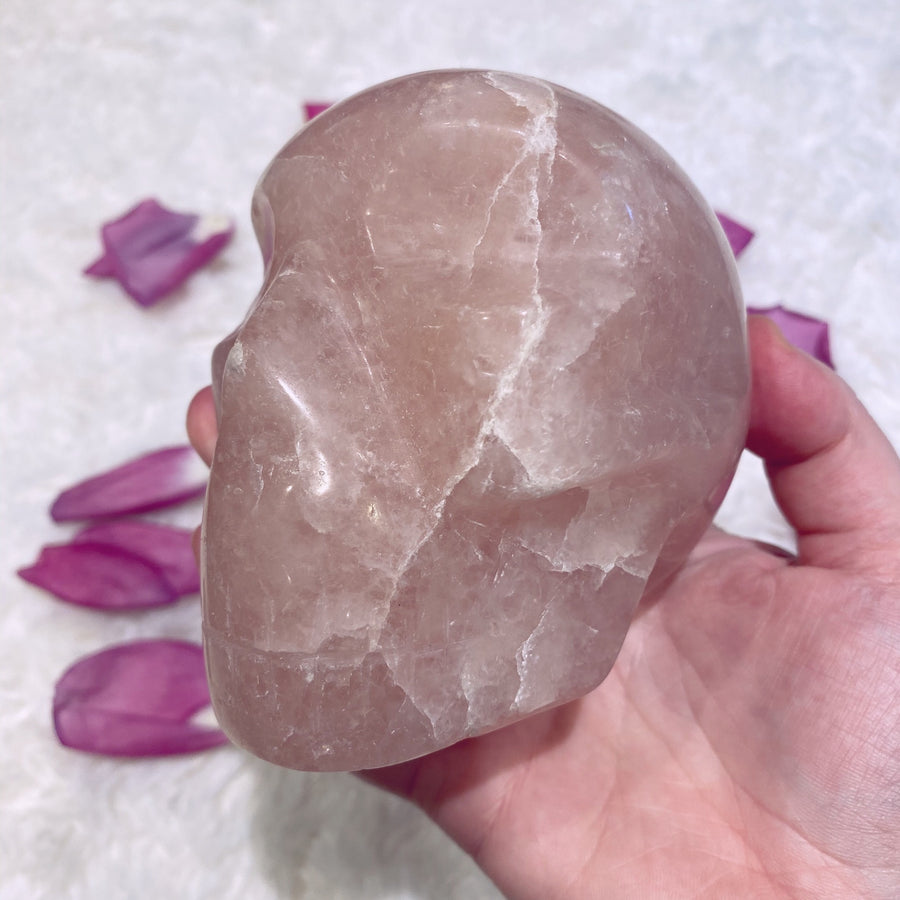 Rose Quartz Crystal Skull