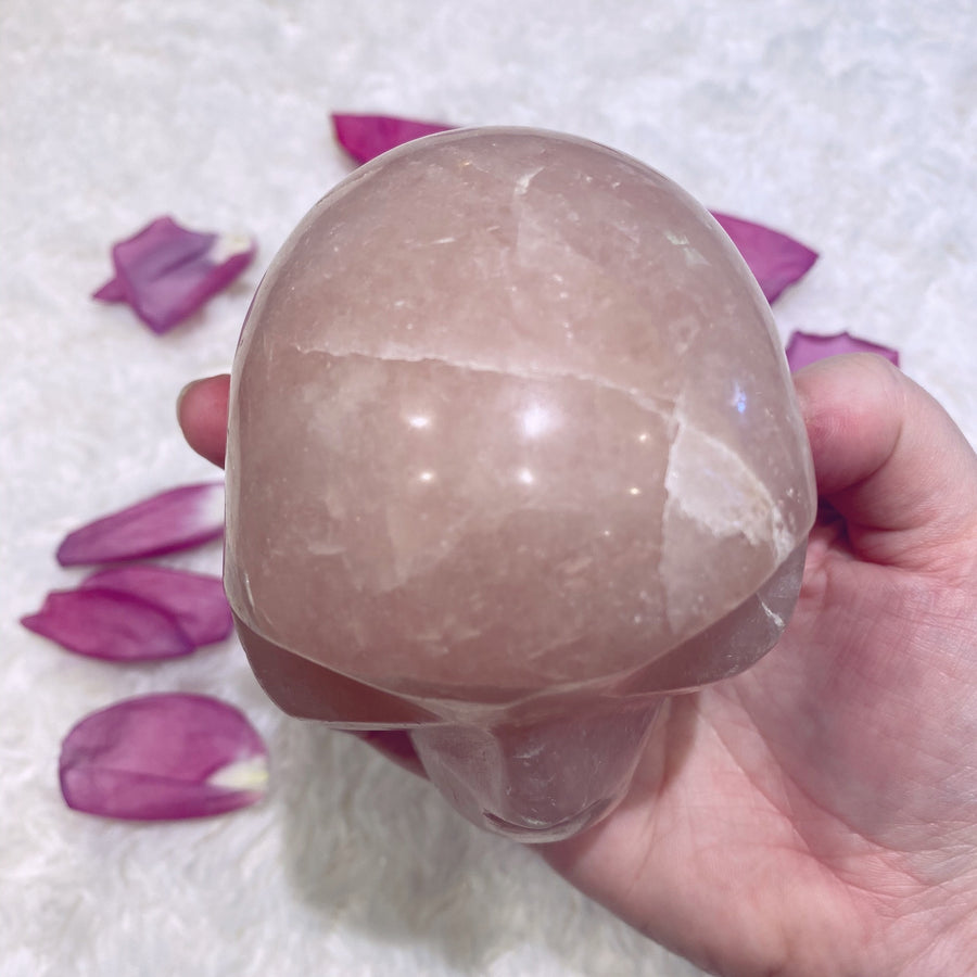 Rose Quartz Crystal Skull