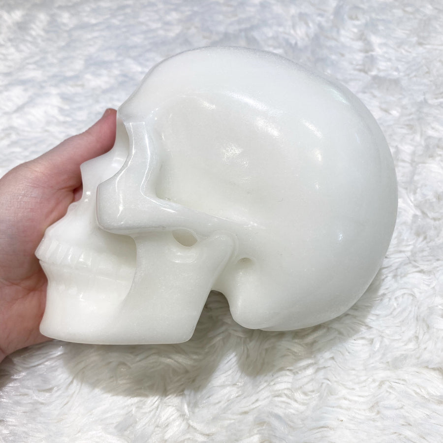 Huge White Jade Crystal Skull