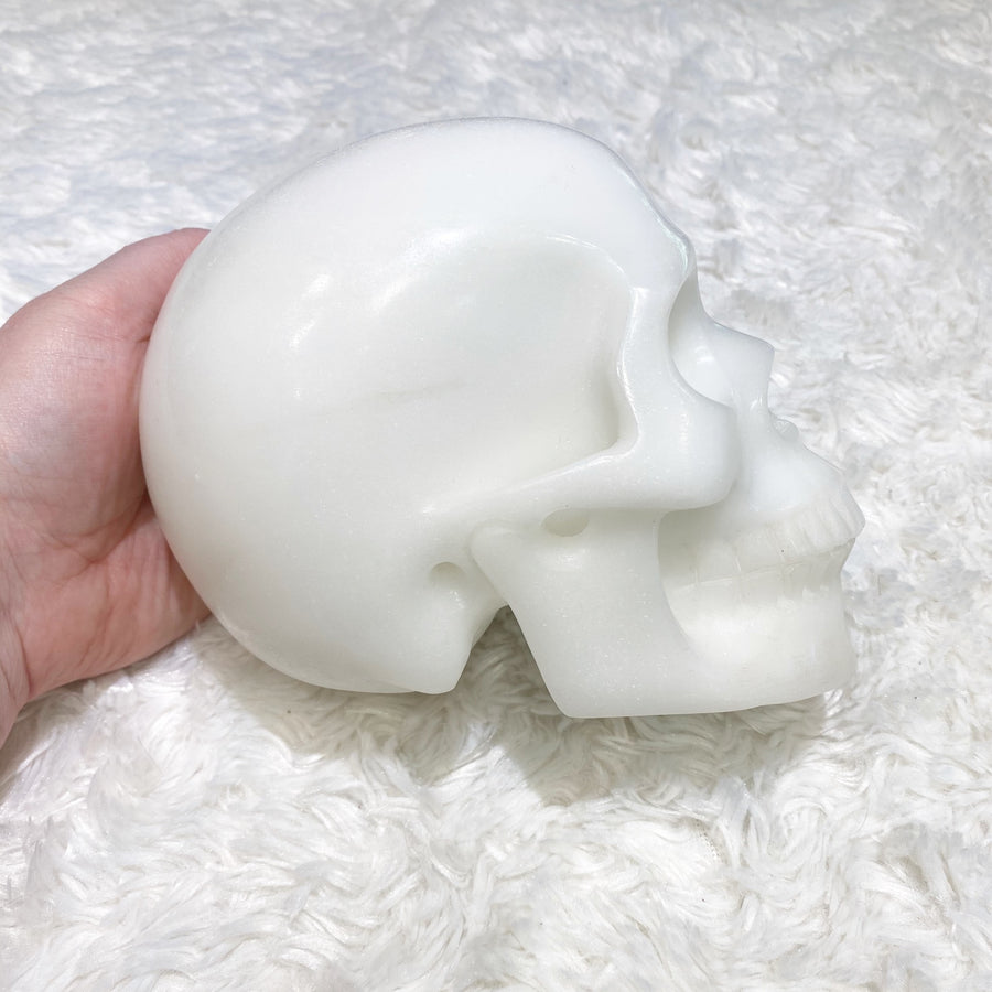 Huge White Jade Crystal Skull