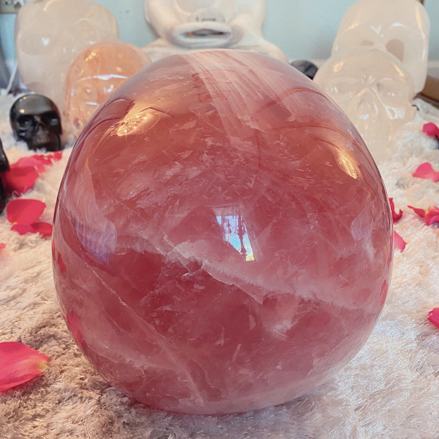 46 lbs Rose Quartz Master Skull with Custom Stand