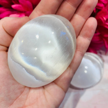 Reiki Symbol Etched Selenite Palm Stone for Reiki Practitioners